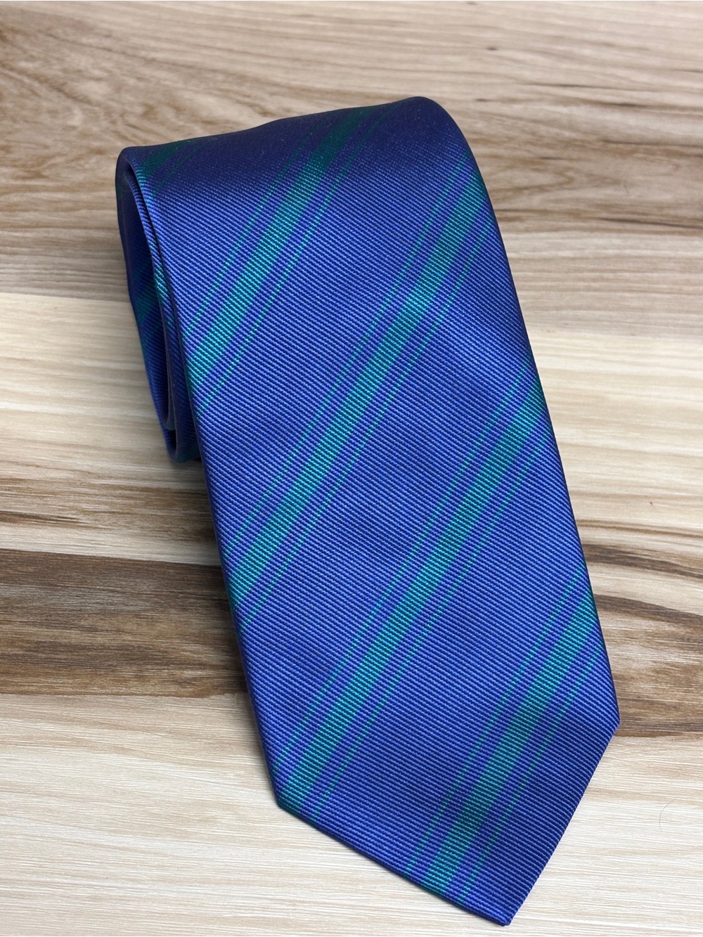 Thomas Pink blue/green striped Repp tie.